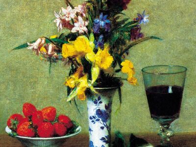 FHE 001 / Henri Fantin LATOUR / Çiçek ve Meyvelerle Natürmort, 1865